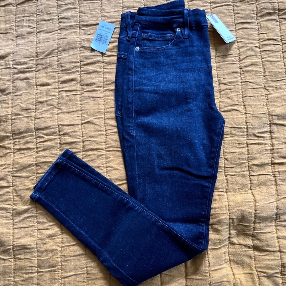 Good American Always Fits size 6-12 Deep Blue Jeans